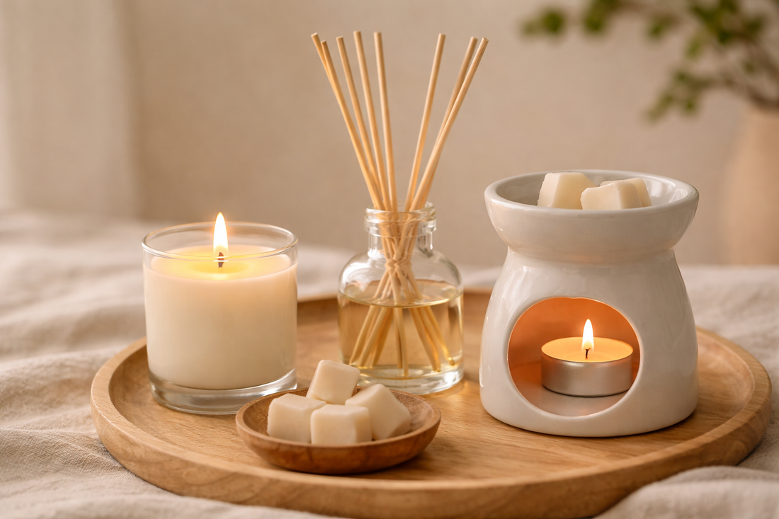 Vela vs. difusor de varillas vs. wax melts: ¿cuándo usar cada uno?