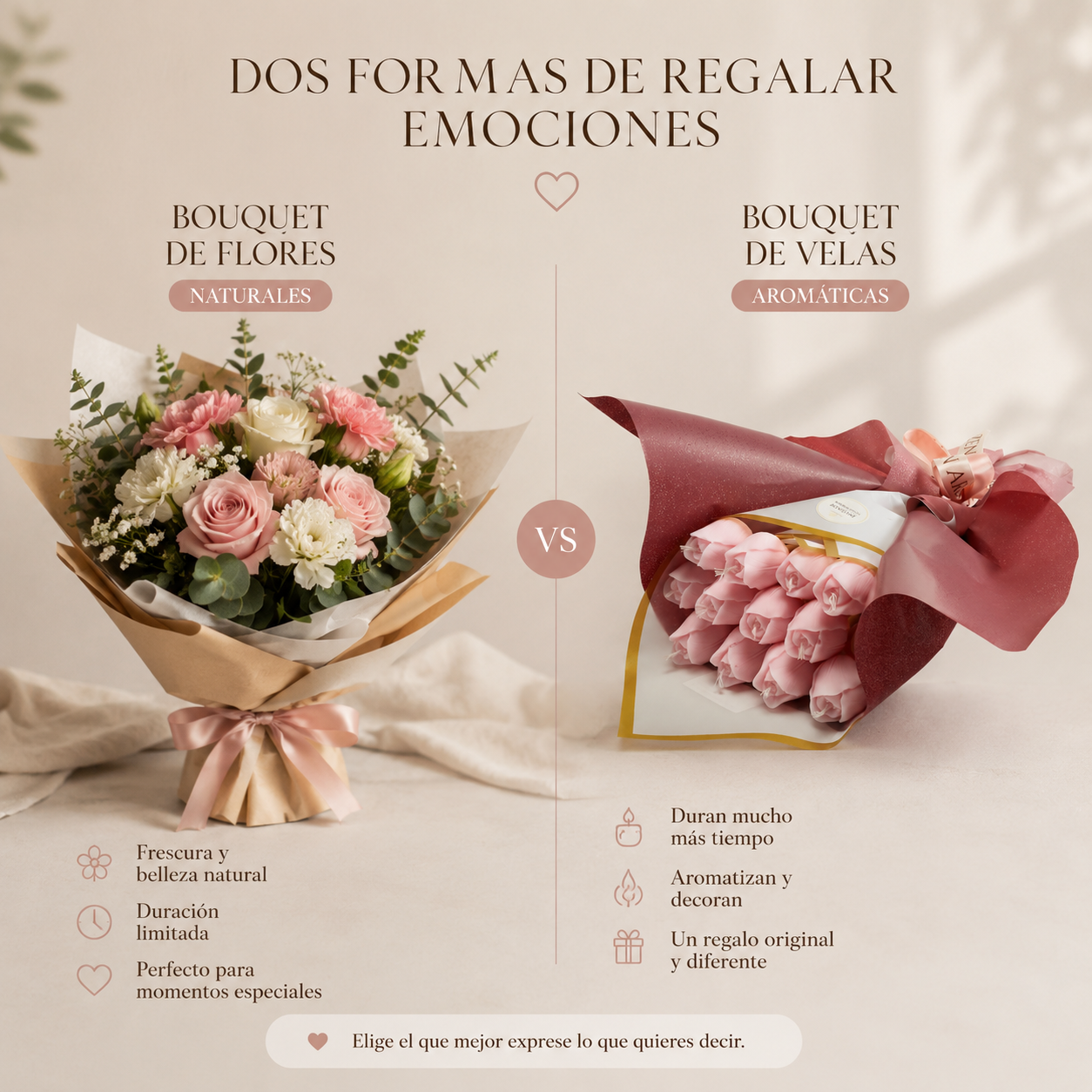 Bouquet de flores o bouquet de velas: ¿cuál elegir para regalar?