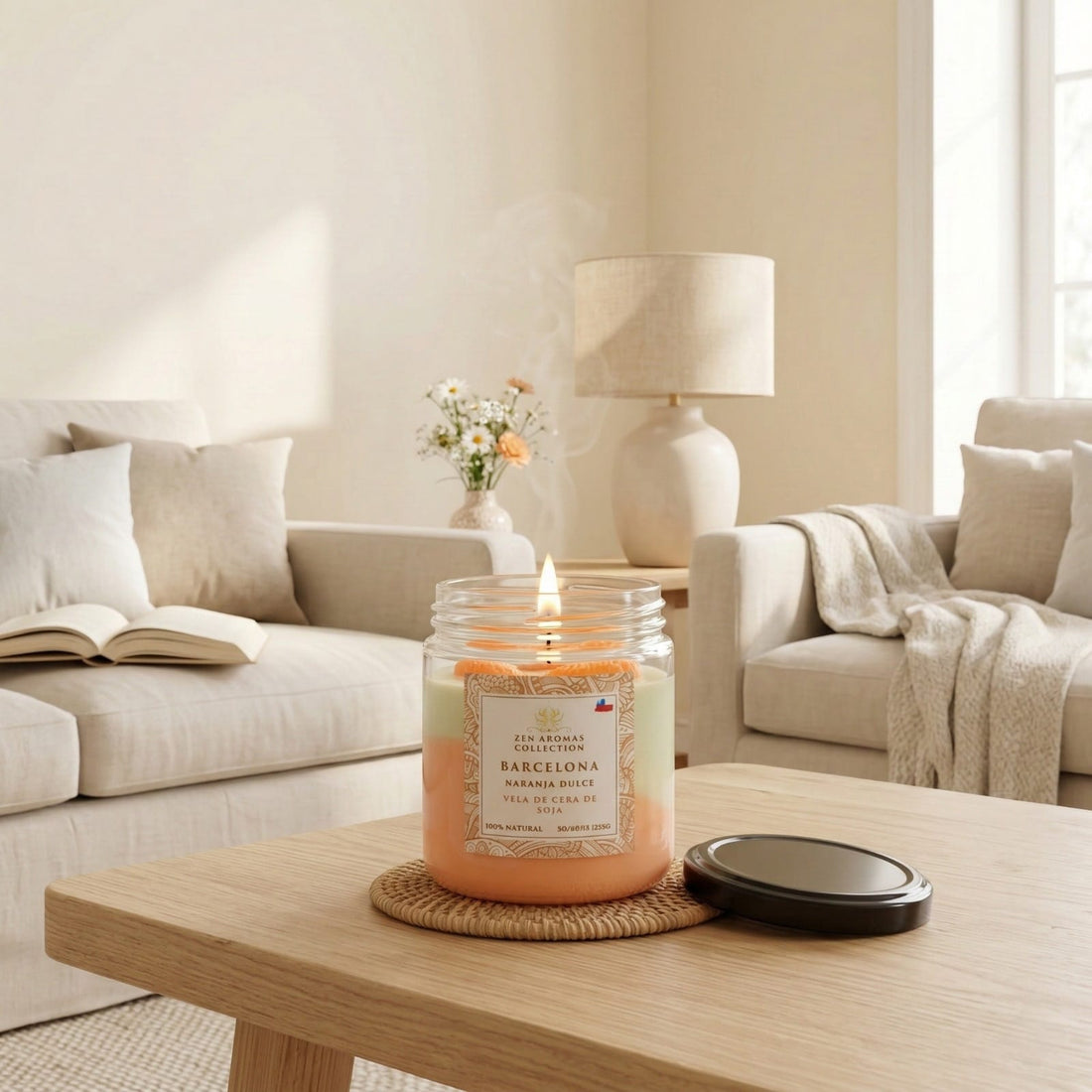 Vela aromática de soja Zen Aromas para decorar y perfumar el hogar