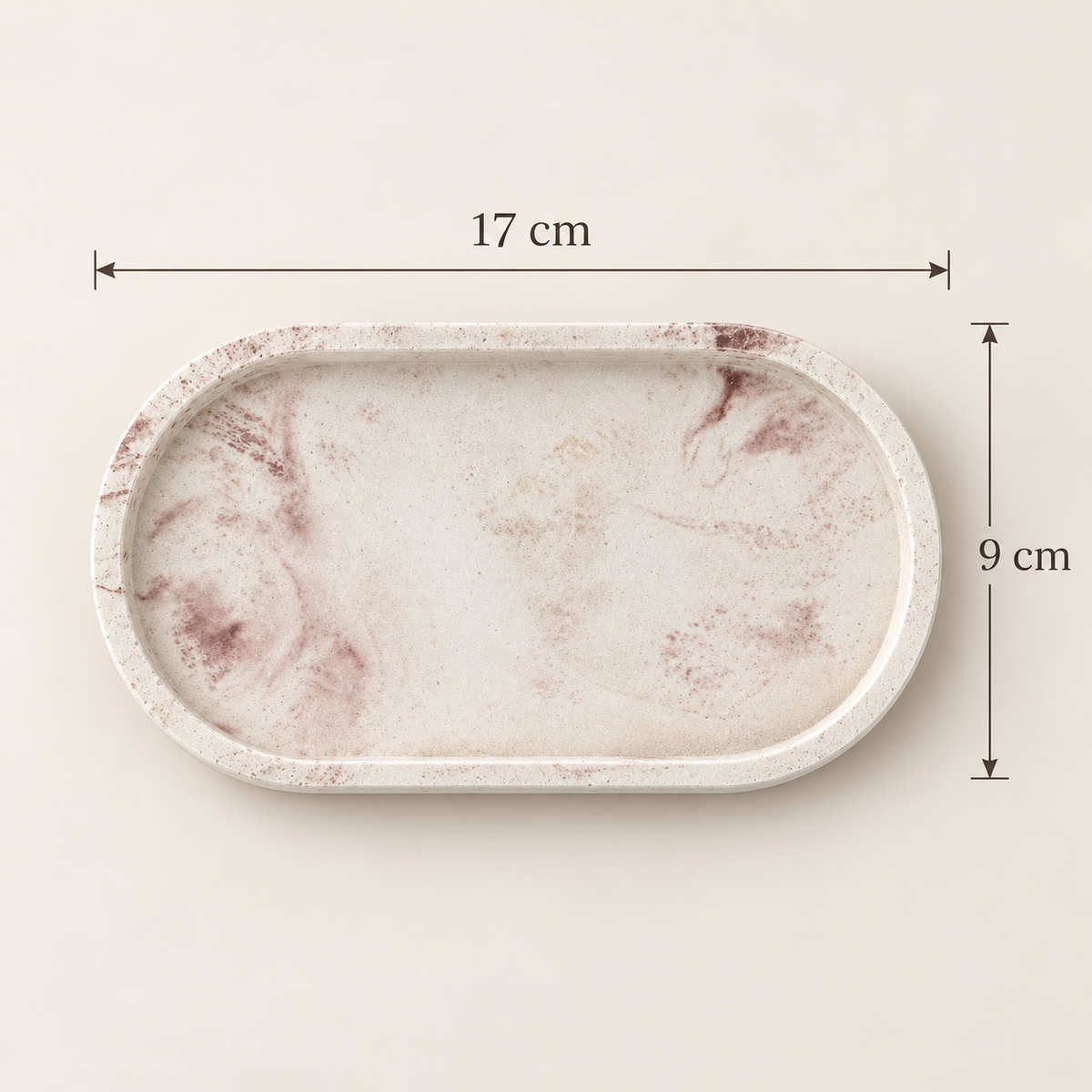Bandeja Ovalada de Concreto | Mármol Beige