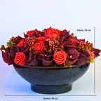 Centro de Mesa de Flores de Cera Ocaso Carmesí