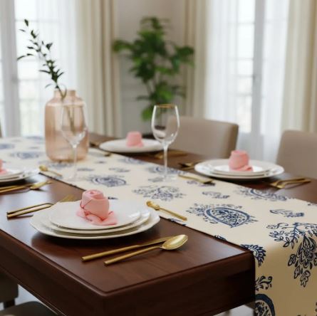 Camino de mesa Oriente Azul